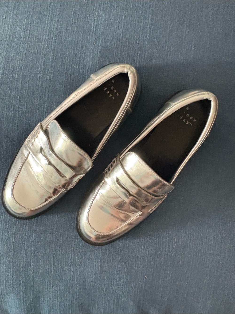 a new day Metallic Silver Penny Loafers